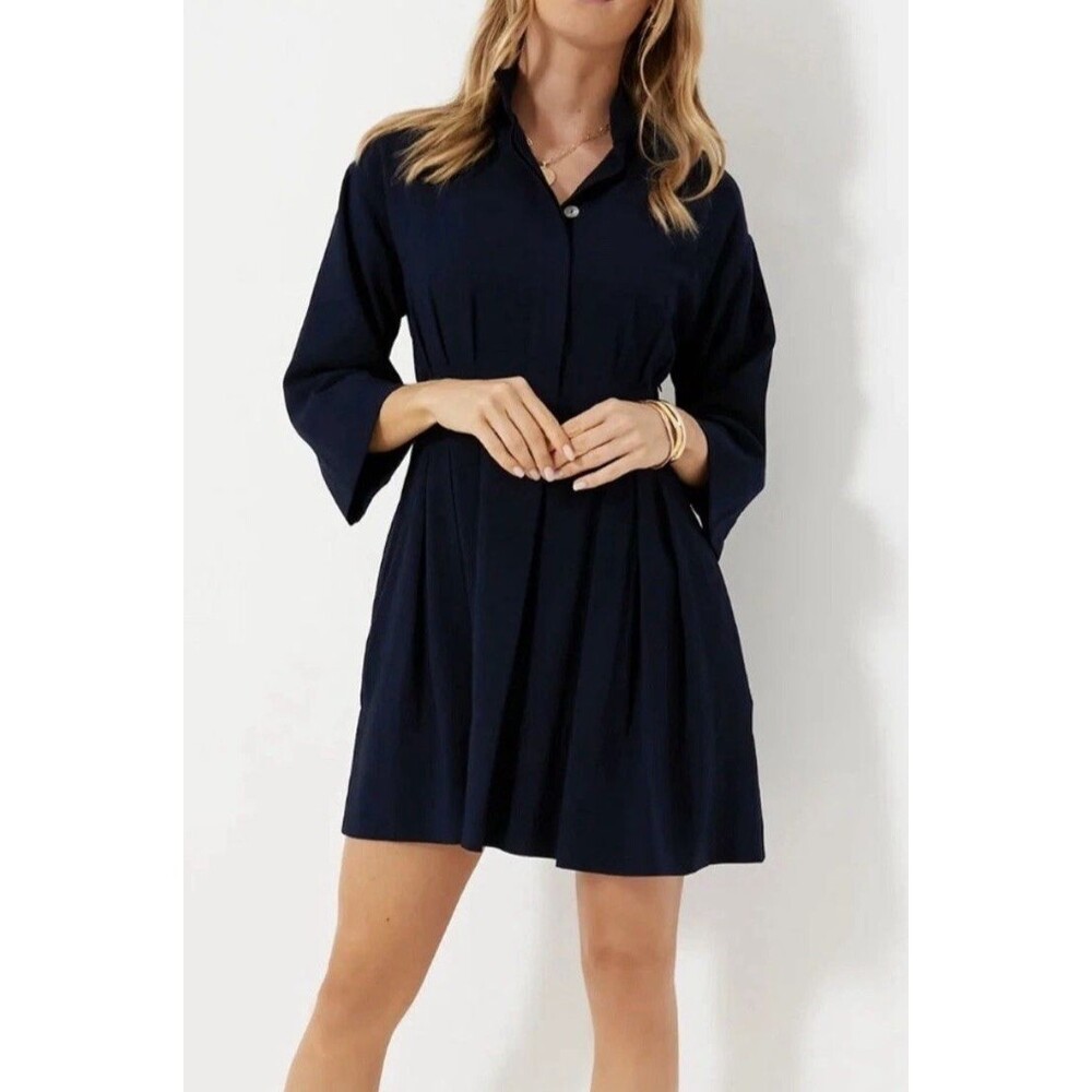 NWT Tuckernuck/Pomander Place Blue Darien Mini Shirt Dress Large Preppy Office